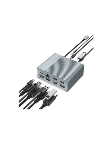 Hyper Hdg212B Stacja Dokująca Dokujący Usb 3.2 Gen 2 (3.1 Gen 2) Type-C Srebrny