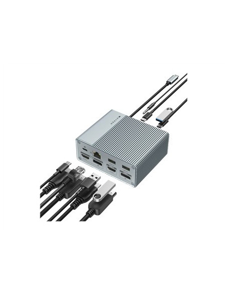 Hyper Hdg212B Stacja Dokująca Dokujący Usb 3.2 Gen 2 (3.1 Gen 2) Type-C Srebrny