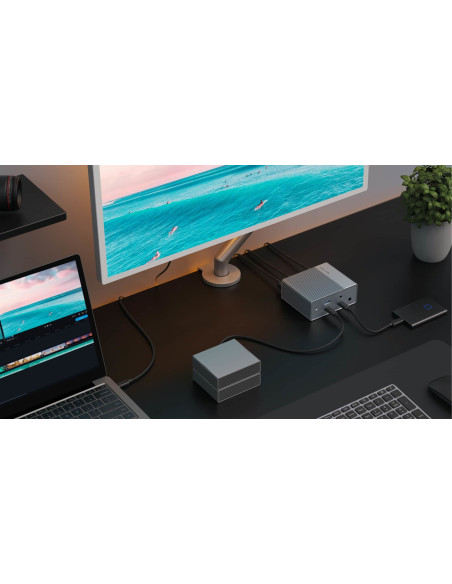 Hyper Hdg212B Stacja Dokująca Dokujący Usb 3.2 Gen 2 (3.1 Gen 2) Type-C Srebrny