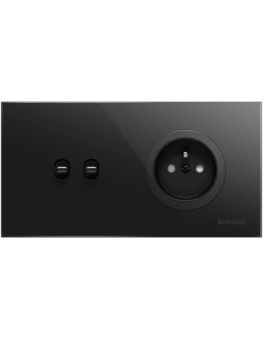 Gniadko Typ F Socket+Switch Czarny Grenton