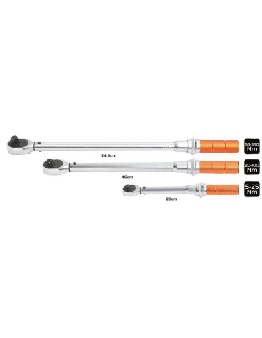 Zestaw Kluczy Dynamometrycznych 1/4", 3/8", 1/2" 3 Szt.