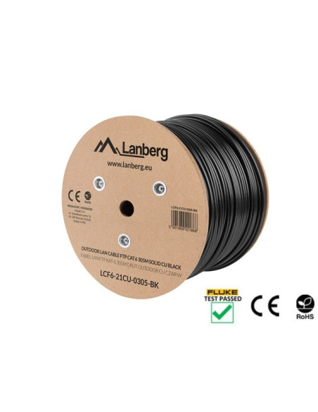 Kabel Sieciowy Zewnętrzne Lanberg Lcf6-21Cu-0305-Bk (Ftp  305M  Kat. 6  Kolor Czarny)