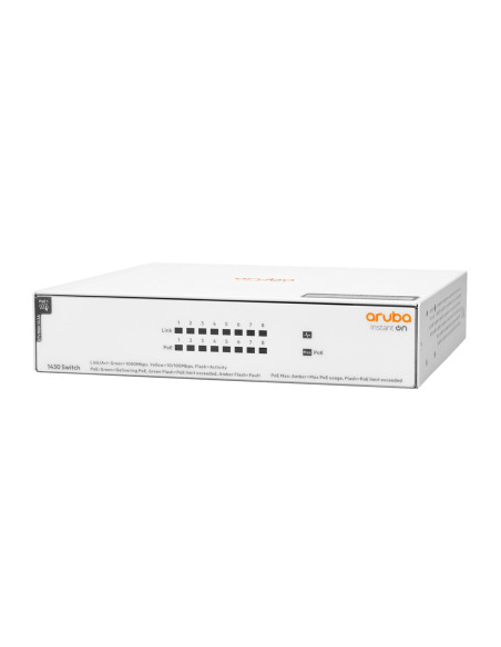 Aruba Instant On 1430 8G Class4 Poe 64W Nie Zarządzany L2 Gigabit Ethernet (10/100/1000) Obsługa Poe Biały
