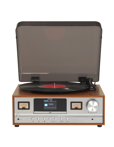 Retro Wieża Stereo Denver Mrd-52 Z Gramofonem Light Wood