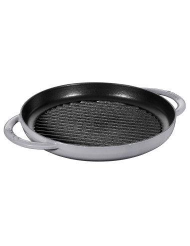 Okrągła Patelnia Żeliwna Grillowa Staub Z Dwoma Uchwytami 40509-522-0 - Grafitowa 26 Cm