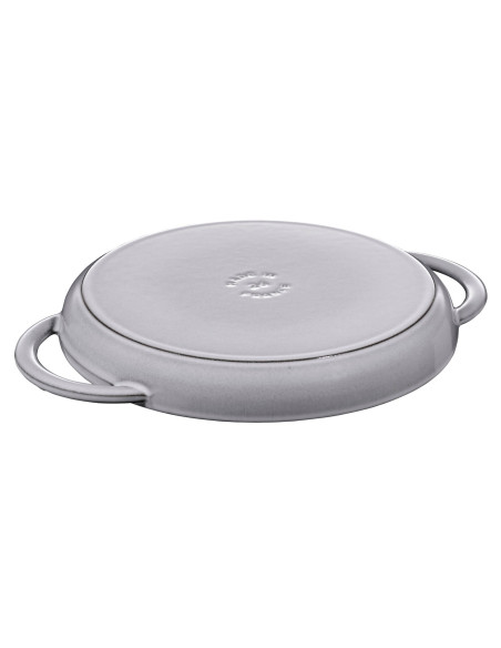 Okrągła Patelnia Żeliwna Grillowa Staub Z Dwoma Uchwytami 40509-522-0 - Grafitowa 26 Cm