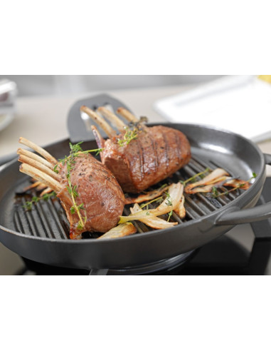 Okrągła Patelnia Żeliwna Grillowa Staub Z Dwoma Uchwytami 40509-522-0 - Grafitowa 26 Cm