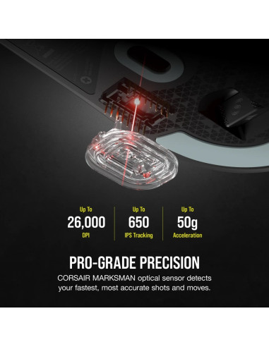 Corsair M75 Myszka Gaming Oburęczny Bluetooth Optyczny 26000 Dpi