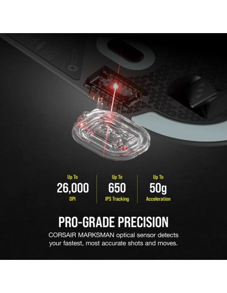 Corsair M75 Myszka Gaming Oburęczny Bluetooth Optyczny 26000 Dpi