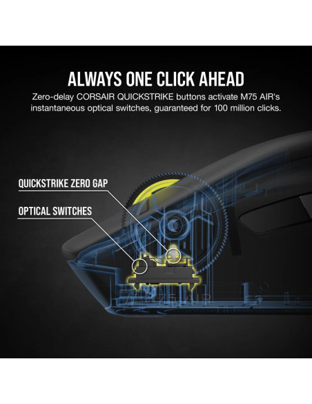 Corsair M75 Myszka Gaming Oburęczny Bluetooth Optyczny 26000 Dpi