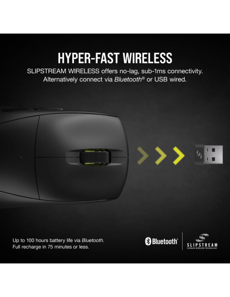 Corsair M75 Myszka Gaming Oburęczny Bluetooth Optyczny 26000 Dpi