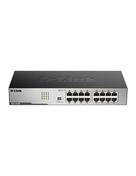 D-Link Dgs-1016D/E Łącza Sieciowe Nie Zarządzany Czarny, Metaliczny