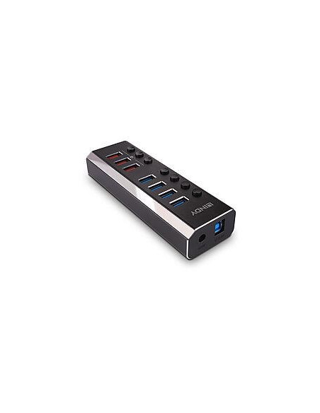 Lindy 43371 Huby I Koncentratory Usb 3.2 Gen 1 (3.1 Gen 1) Type-B 5000 Mbit/S Czarny