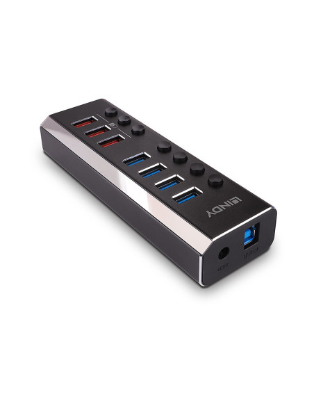 Lindy 43371 Huby I Koncentratory Usb 3.2 Gen 1 (3.1 Gen 1) Type-B 5000 Mbit/S Czarny