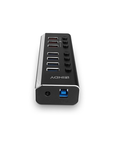 Lindy 43371 Huby I Koncentratory Usb 3.2 Gen 1 (3.1 Gen 1) Type-B 5000 Mbit/S Czarny