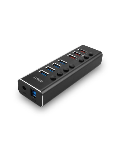 Lindy 43371 Huby I Koncentratory Usb 3.2 Gen 1 (3.1 Gen 1) Type-B 5000 Mbit/S Czarny