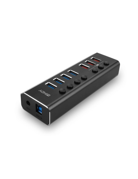 Lindy 43371 Huby I Koncentratory Usb 3.2 Gen 1 (3.1 Gen 1) Type-B 5000 Mbit/S Czarny