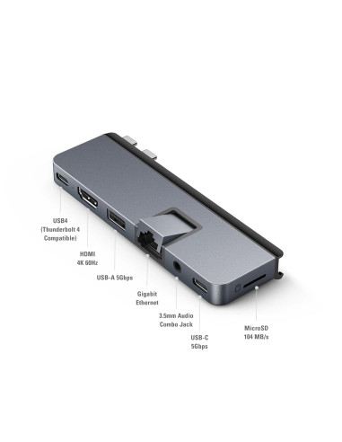 Hyper Duo Pro 7-In-2 Usb-C Hub Usb Type-C 104 Mbit/S Szary