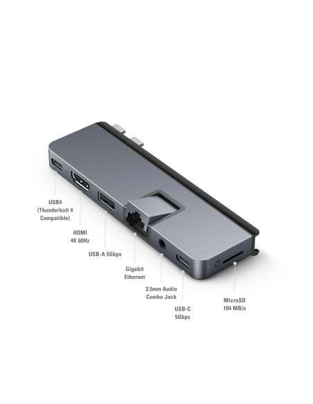 Hyper Duo Pro 7-In-2 Usb-C Hub Usb Type-C 104 Mbit/S Szary