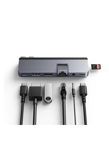 Hyper Duo Pro 7-In-2 Usb-C Hub Usb Type-C 104 Mbit/S Szary