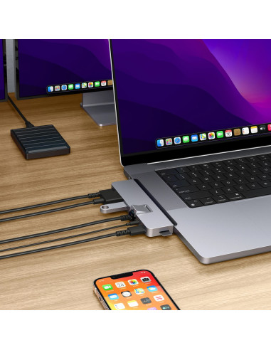 Hyper Duo Pro 7-In-2 Usb-C Hub Usb Type-C 104 Mbit/S Szary