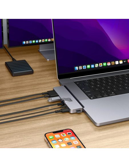 Hyper Duo Pro 7-In-2 Usb-C Hub Usb Type-C 104 Mbit/S Szary