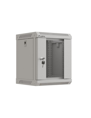 Szafa Instalacyjna Rack Wisząca 10" 6U 300X300 Szara Drzwi Przeszklone Lanberg (Flat Pack)
