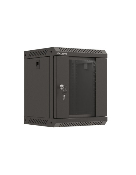 Szafa Instalacyjna Rack Wisząca 10" 6U 300X300 Czarna Drzwi Przeszklone Lanberg (Flat Pack)