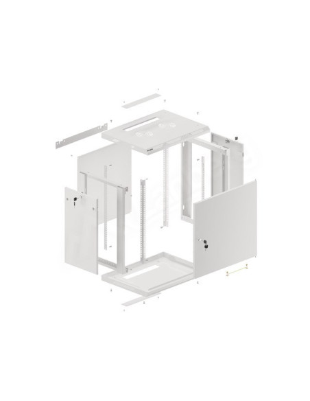 Lanberg Szafa Wisząca Rack 19" 12U 600X450 Drzwi Metalowe Szara (Flat Pack) Wf01-6412-00S