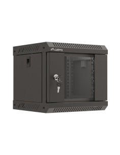 Szafa Instalacyjna Rack Wisząca 10" 4U 300X300 Czarna Drzwi Przeszklone Lanberg (Flat Pack)