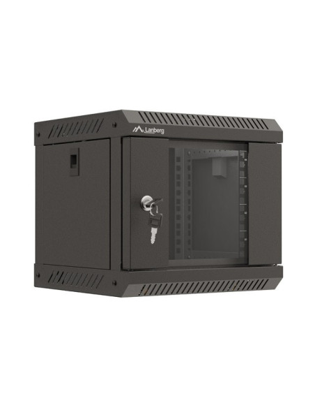 Szafa Instalacyjna Rack Wisząca 10" 4U 300X300 Czarna Drzwi Przeszklone Lanberg (Flat Pack)