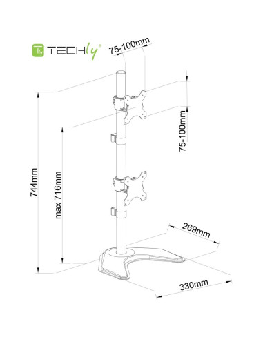 Techly Ica-Lcd 2520V Uchwyt / Stojak Do Monitorów 68,6 Cm (27") Biurko Czarny