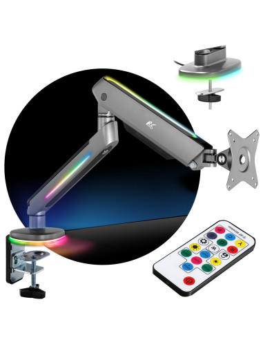 Uchwyt Do Monitora Gamingowy Nanors, Podświetlenie Led Rgb, 17-32", Max. 9Kg, Vesa 75X75 / 100X100, Rs165