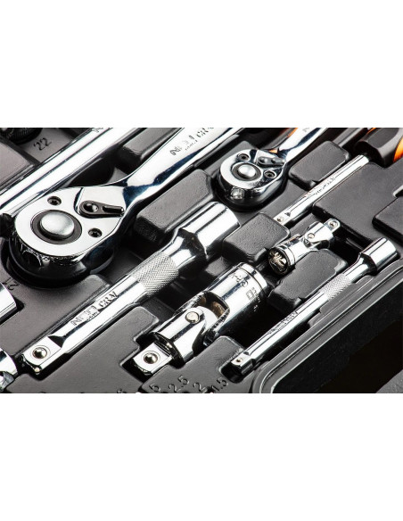 Neo Klucze Nasadowe 1/4" 1/2" Zestaw 77Szt Crv 08-915