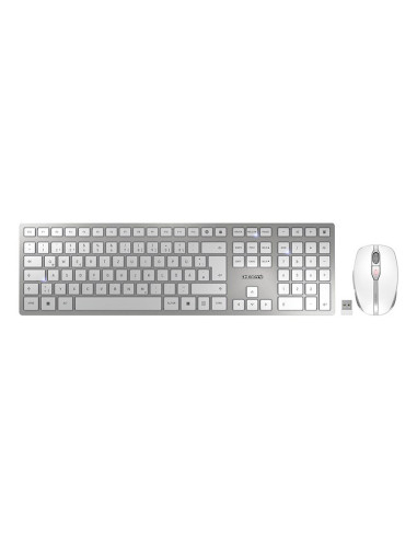 Cherry Dw 9100 Slim Klawiatura Dołączona Myszka Uniwersalne Rf Wireless + Bluetooth Qwertz Niemiecki Srebrny