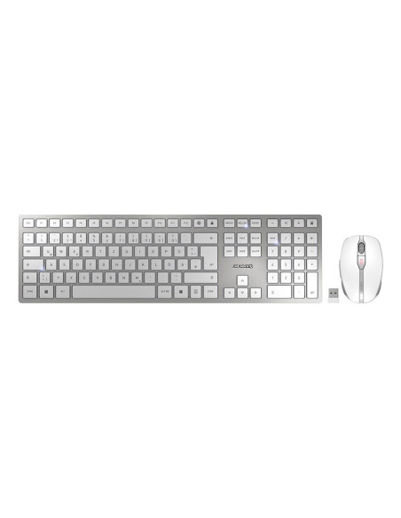 Cherry Dw 9100 Slim Klawiatura Dołączona Myszka Uniwersalne Rf Wireless + Bluetooth Qwertz Niemiecki Srebrny