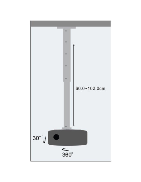 Techly Uchwyt Sufitowy Do Projektora 60-102Cm 15Kg