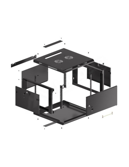 Lanberg Szafa Wisząca Rack 19" 6U 600X600 Drzwi Metalowe Czarna (Flat Pack) Wf01-6606-00B