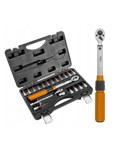 Klucz Dynamometryczny Dwukierunkowy Neo Tools 1/4", 5-25Nm, Zestaw 21 Szt.