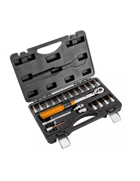 Klucz Dynamometryczny Dwukierunkowy Neo Tools 1/4", 5-25Nm, Zestaw 21 Szt.