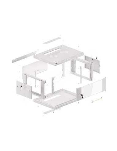 Szafa Jednosekcyjna Lanberg Wf01-6404-10S (4U  368Mm / 600Mm / 450 Mm  Wisząca  Szklane  19''  Kolor Szary)