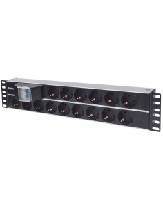 Intellinet 714051 Rozdzielacz Zasilania Pdu 15 X Gniazdo Sieciowe 2U Aluminium, Czarny