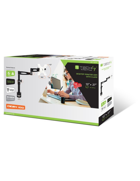 Techly Ica-Lcd 502Bk Uchwyt / Stojak Do Monitorów 68,6 Cm (27") Biurko Czarny