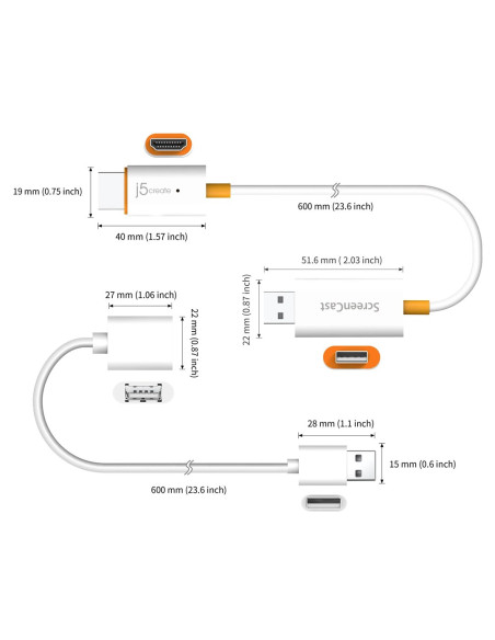 Nadajnik I Odbiornik Audio/Video Bezprzewodowy J5Create Screencast Hdmi™ Wireless Display  Kolor Biały Jvaw56-N