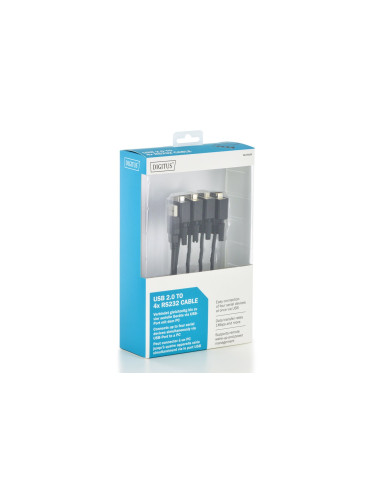 Adapter Digitus Da-70159 (Usb M - 4X Rs-232 M  1,5M  Kolor Czarny)