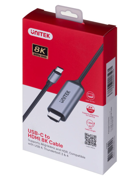 Unitek Kabel Hdmi 2.1, Usb-C, 8K, 1,8M, V1423B