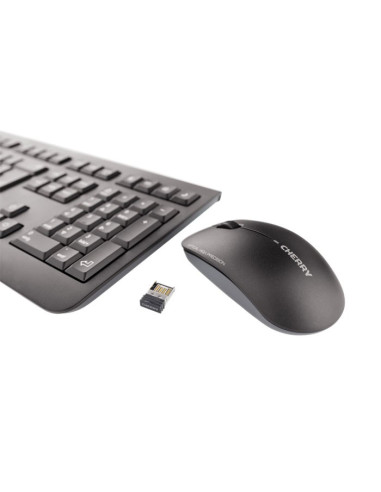 Cherry Dw 3000 Klawiatura Dołączona Myszka Uniwersalne Rf Wireless Azerty Francuski Czarny