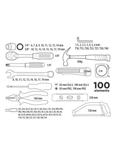 Zestaw Narzędziowy Top Tools 1/4", 3/8" 100 Sztuk 2