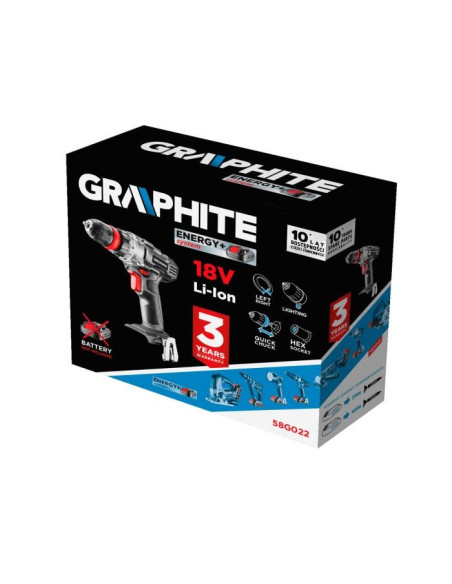 Wiertarko-Wkrętarka Akumulatorowa Energy+ 18V, Li-Ion, Bez Akumulatora, 58G022 Graphite