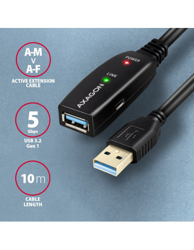 Axagon N Adr-310 Usb 3.2 Gen 1 A-M -  A-F Aktivni Prodlu?Ovaci Repeater Kabel Kabel Usb Usb 3.2 Gen 1 (3.1 Gen 1) 10 M Usb A Cza